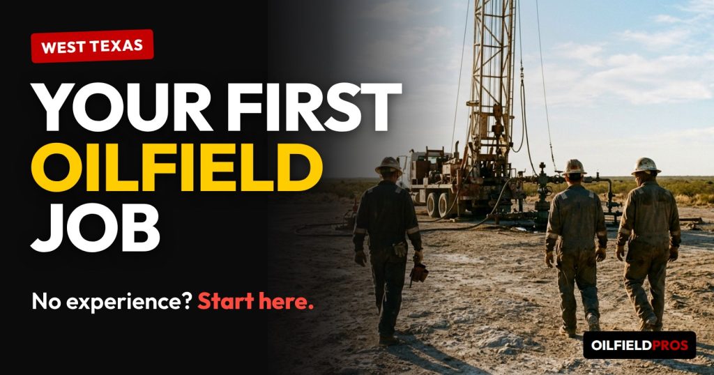 Your first oilfield job: three oilfield hands walking toward a workover rig in West Texas